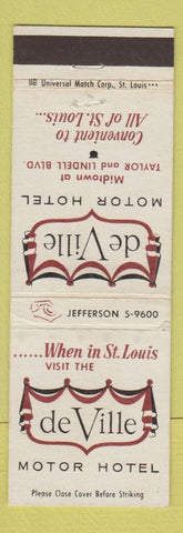 Matchbook Cover - De Ville Motor Hotel St Louis MO