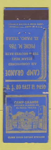 Matchbook Cover - Camp Grande El Paso TX ADVANCE WEAR