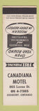 Matchbook Cover - Canadiana Motel Sudbury ON