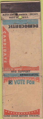 Matchbook Cover - Match Corp Democrat election BLANK WORN