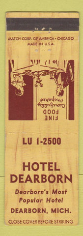 Matchbook Cover - Hotel Dearborn MI
