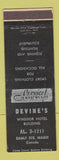 Matchbook Cover - Devine's Hotel Sault Ste Marie ON WEAR
