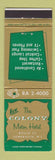 Matchbook Cover - Colony Motor Hotel Somerville NJ