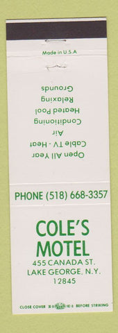 Matchbook Cover - Cole's Motel Lake George NY