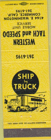Matchbook Cover - Western Tach Speedo Commerce CA yellow