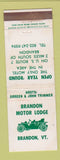 Matchbook Cover - Brandon Motor Lodge VT WEAR