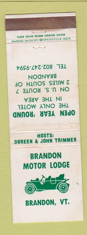 Matchbook Cover - Brandon Motor Lodge VT WEAR