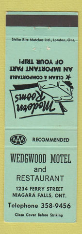 Matchbook Cover - Wedgwood Motel Niagara Falls ON