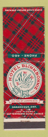 Matchbook Cover - Hotel Blinkbonnie Gananoque ON