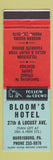 Matchbook Cover - Bloom's Hotel Harrisburg PA