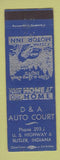 Matchbook Cover - D&A Auto Court Butler IN