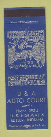 Matchbook Cover - D&A Auto Court Butler IN