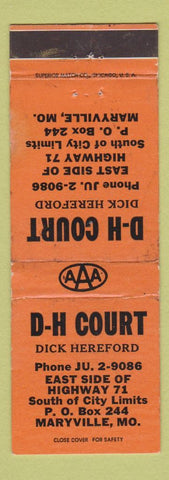 Matchbook Cover - DH Court Maryville MO WEAR