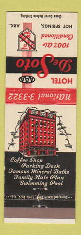 Matchbook Cover - Hotel DeSoto Hot Springs AR