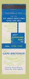 Matchbook Cover - Cape Bretoner Motel Sydney NS