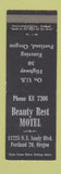 Matchbook Cover - Beauty Rest Motel Portland OR