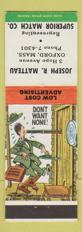 Matchbook Cover - Joseph Matteau Superior Match Oxford MA hillbilly