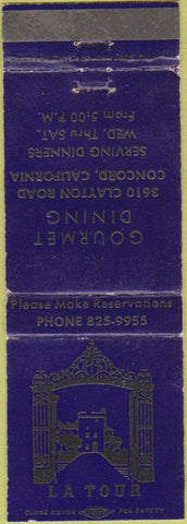 Matchbook Cover - La Tour Restaurant Concord CA