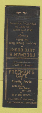 Matchbook Cover - Freeman's Cafe Evanston WY WORN