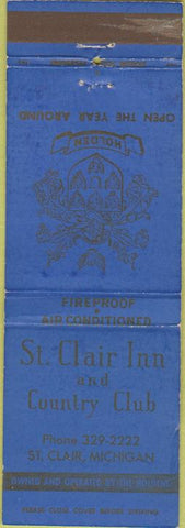 Matchbook Cover - St Clair Inn Country Club St Clair MI