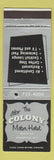 Matchbook Cover - Colony Motor Hotel Somerville NJ