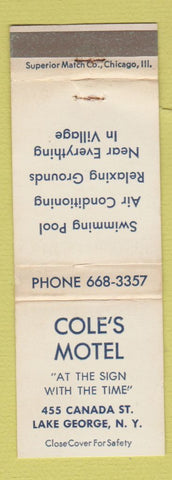 Matchbook Cover - Cole's Motel Lake George NY