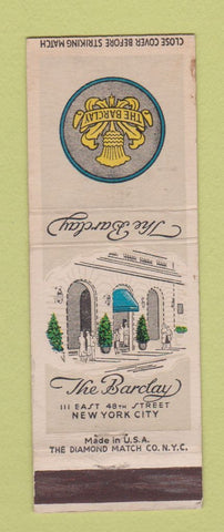 Matchbook Cover - Barclay Hotel New York City