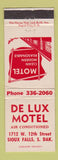 Matchbook Cover - De Lux Motel Sioux Falls SD