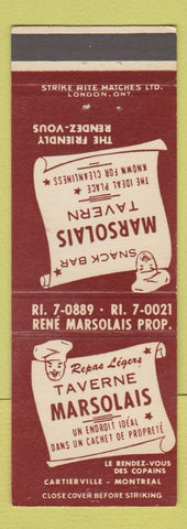 Matchbook Cover - Taverne Marsolais Montreal QC Cartierville