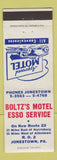 Matchbook Cover - Boltz's Motel Esso oil gas Jonestown PA