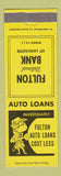 Matchbook Cover - Fulton National Bank Lancaster PA