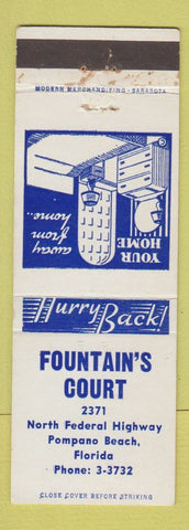 Matchbook Cover - Fountain's Court Motel Pompano Beach FL