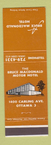 Matchbook Cover - Bruce Macdonald Motor Hotel Ottawa ON
