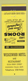 Matchbook Cover - Wedgewood Motel Niagara Falls ON YELLOW