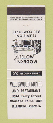 Matchbook Cover - Wedgewood Motel Niagara Falls ON WHITE