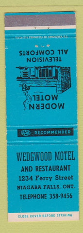 Matchbook Cover - Wedgewood Motel Niagara Falls ON BLUE