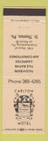 Matchbook Cover - Carlton Motel St Thomas PA