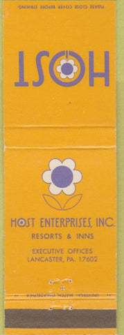 Matchbook Cover - Host Enterprises Lancaster PA resort