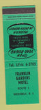 Matchbook Cover - Franklin Gardens Motel Westerly RI