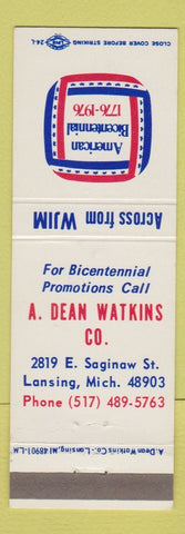Matchbook Cover - A Dean Watkins Advertising Lansing MI 1976 Bicentennial
