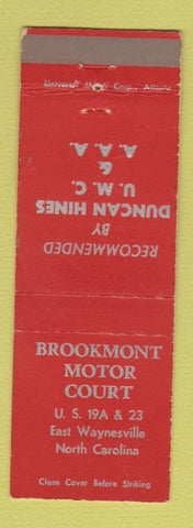 Matchbook Cover - Brookmont Motor Court East Waynesville NC