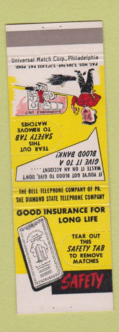 Matchbook Cover - Bell Telephone PA Pennsylvania Safety