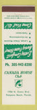 Matchbook Cover - Canada House Club Pompano Beach FL
