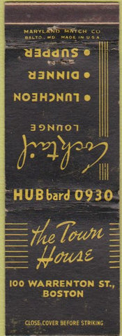 Matchbook Cover - Town House Bowon MA restaurant