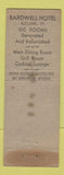 Matchbook Cover - Bardwell Hotel Rutland VT Worthy Inn Manchester VT WEAR