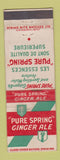 Matchbook Cover - Pure Spring Ginger Ale Canada WORN
