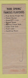 Matchbook Cover - Pure Spring Ginger Ale Canada WORN