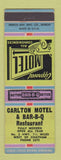 Matchbook Cover - Carlton Motel BBQ Chatham MI