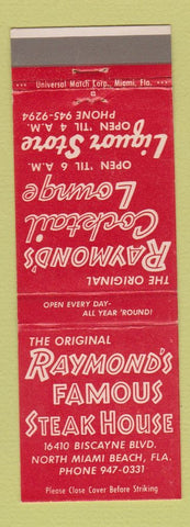 Matchbook Cover - Raymond's Famous Steak House North Miami Beach FL