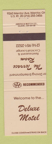 Matchbook Cover - Deluxe Motel Mentor OH